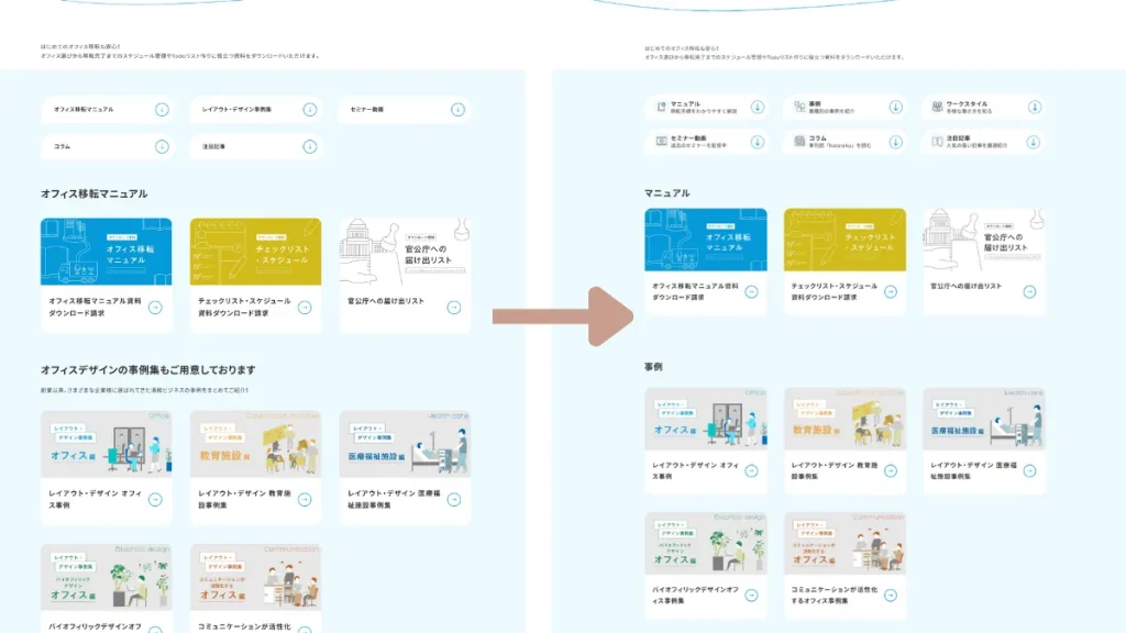 ホワイトペーパーDLページのカテゴリナビ 導線改善